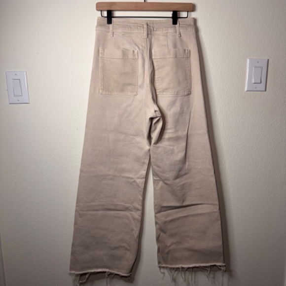 Zara Women’s Wide Leg Jeans Size 8 Beige High Rise Raw Hem Festival Boho - Picture 4 of 4